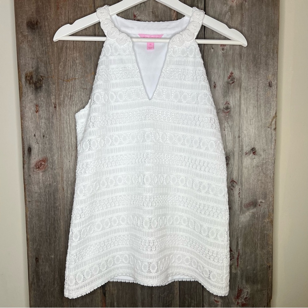 Lilly Pulitzer Ayra Bubbly Stripe Knit Lace Top in Resort White size XS
